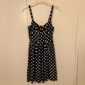 Amanda Uprichard 100% Silk Black With White Polka Dots Dress Size S